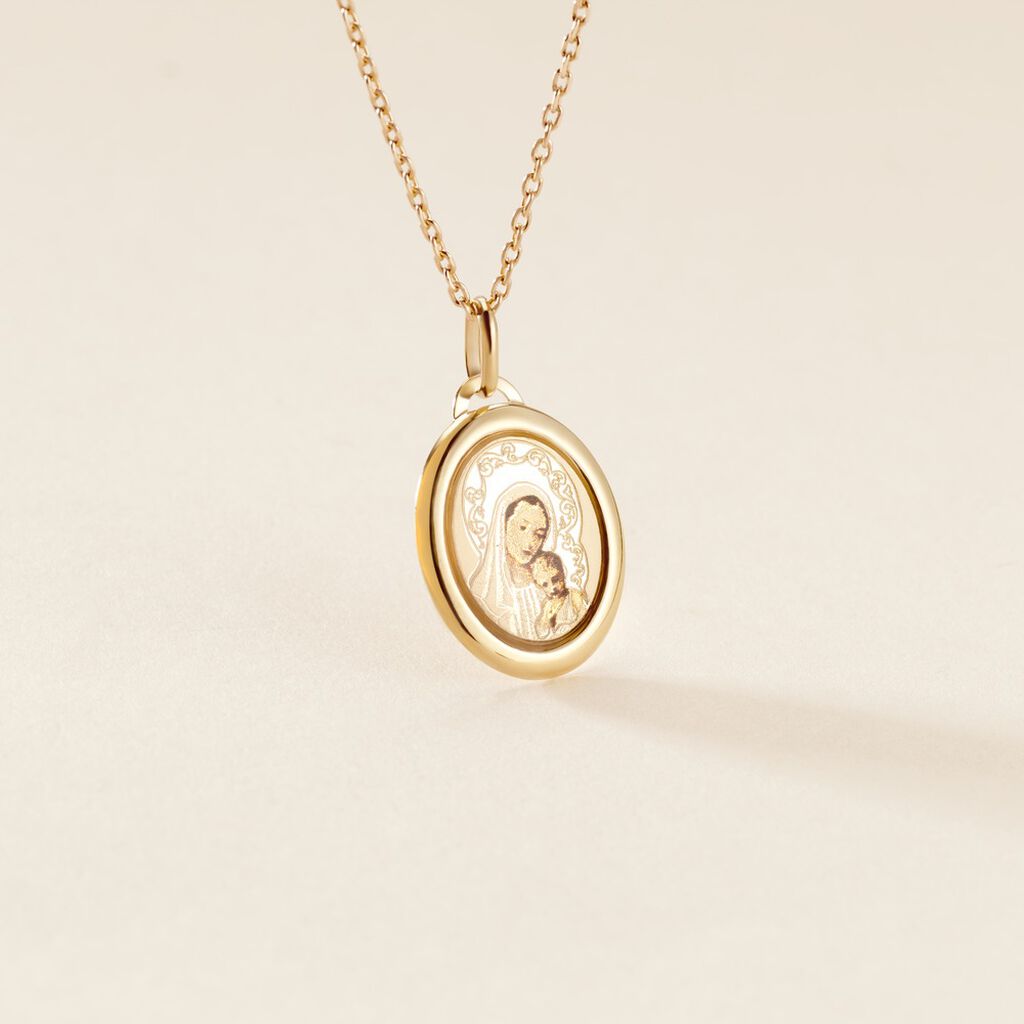 Pendentif Vierge Ovale Or Jaune
