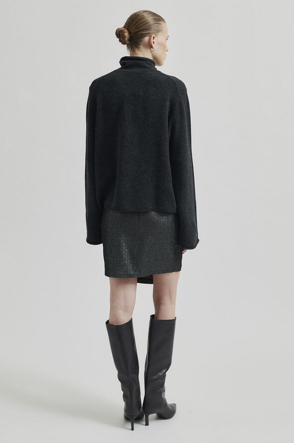 Second Female Neva Knit T-Neck Dark grey melange