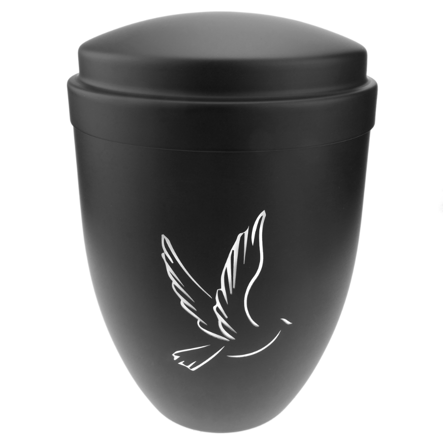 Urna para cinzas de cremação, lembrança funerária, recipiente de metal preto, 160x225 mm