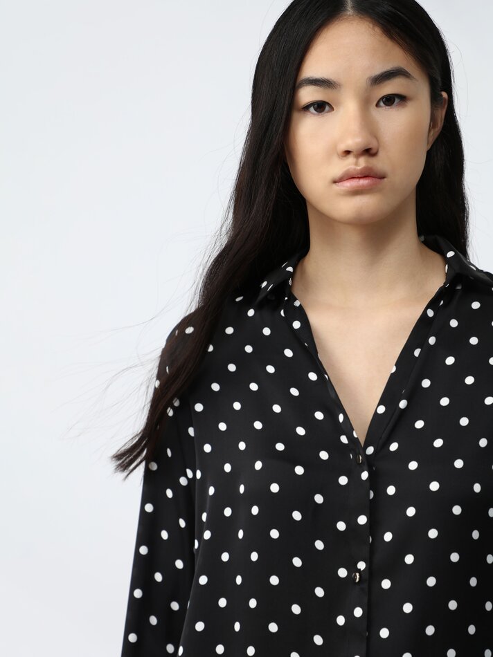 Camisa de cetim - Preto/Branco