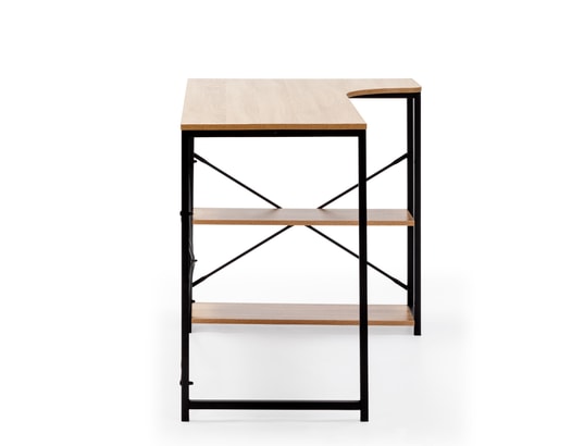 VS VENTA-STOCK - Bureau juani noir, 2 étagères, style industriel, 120 cm long...