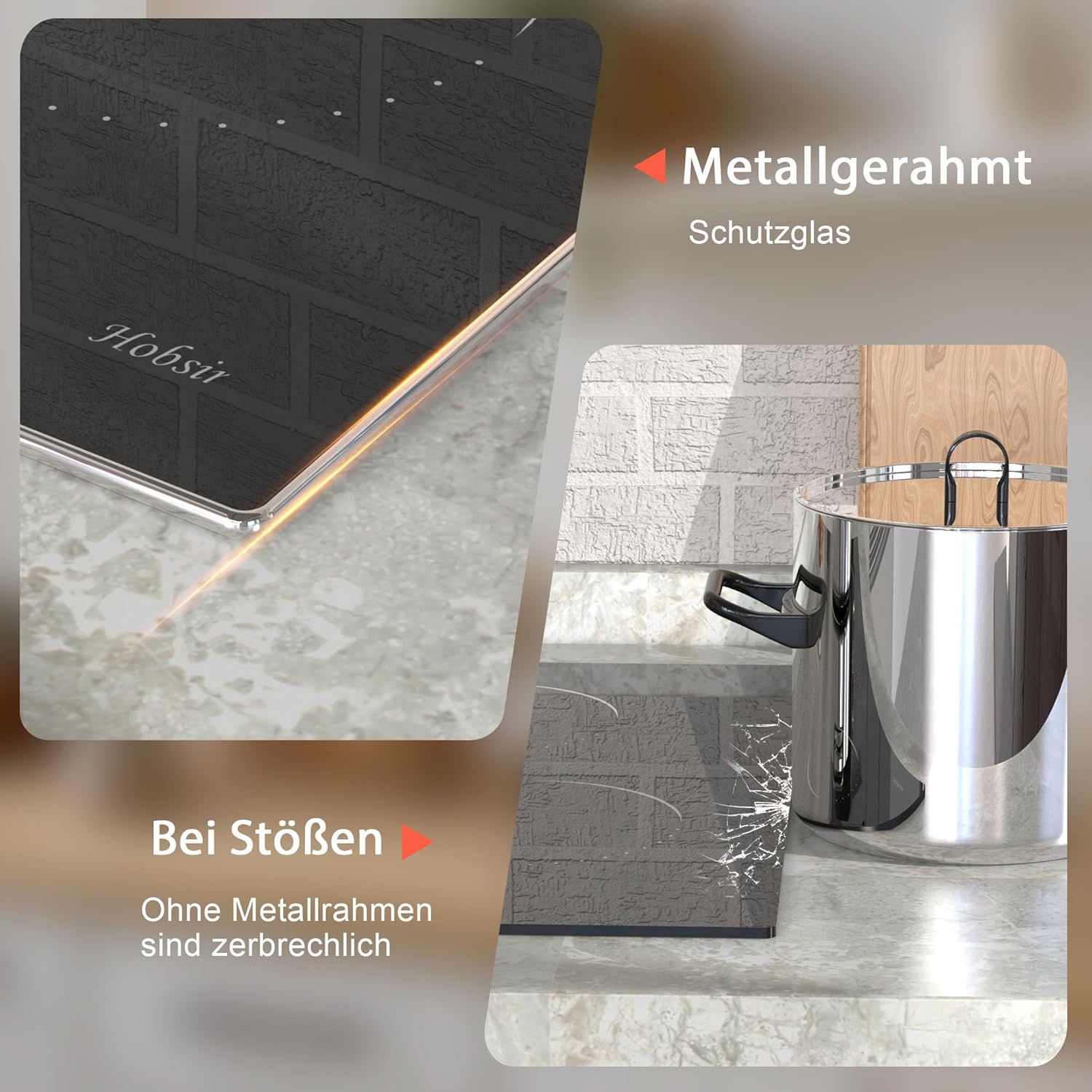 Glaskeramikkochfeld 4 Platten Kochfeld Autark 77 cm Glaskeramikkochfeld, Sensor-touch Control, 6600W, Doppelzone, Ovale Zone, 9 Leistungsstufe, Kindersicherung, Timer, Verkabelt, Kein Stecker