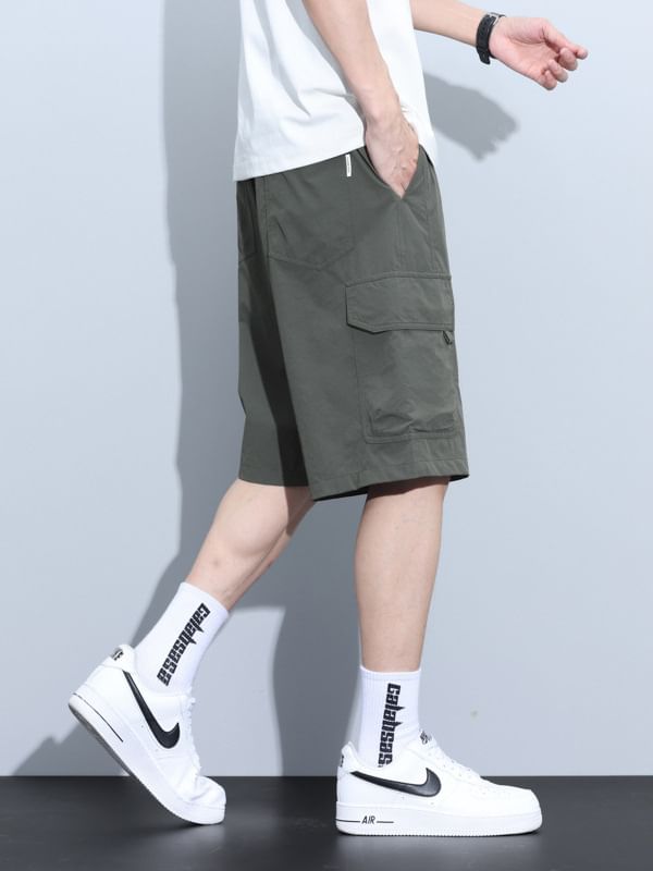 Denimic - Effen shorts met trekkoordtaille
