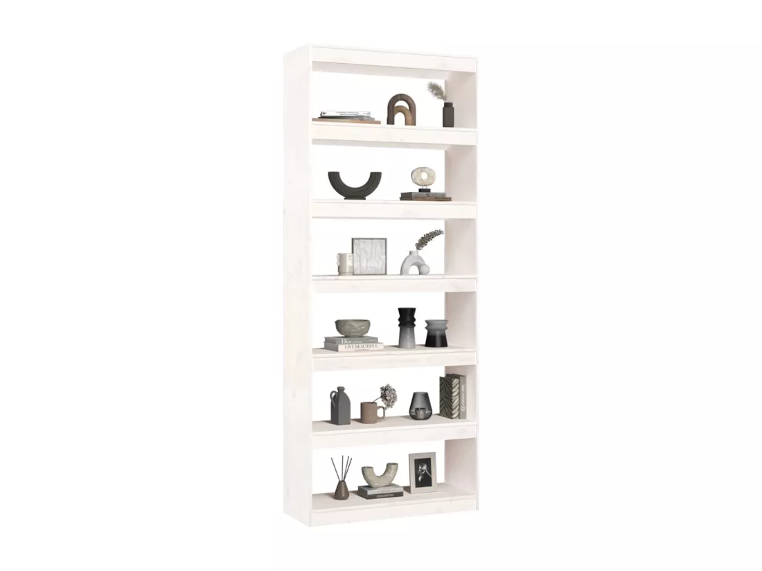 Bibliothèque/Séparateur de pièce Blanc 80x30x199,5cm Pin solide