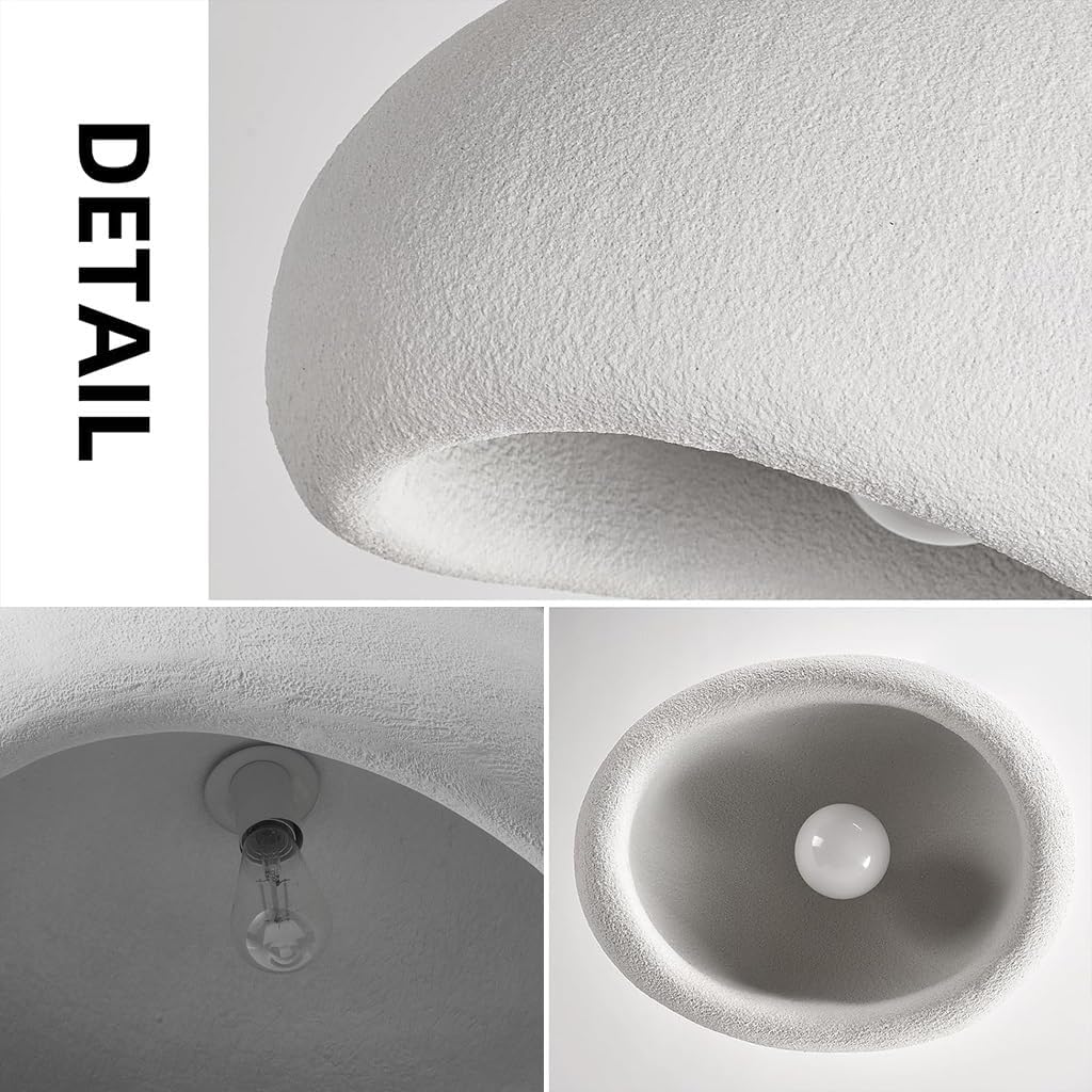 Wabi Sabi Pendelleuchte 3 Flammig E27 Weiß Unregelmäßiges Design Höhenverstellbar Kronleuchter Moderne Hängeleuchte Für Esstisch Wohnzimmer Esszimmer Schlafzimmer Küche Café(Long)