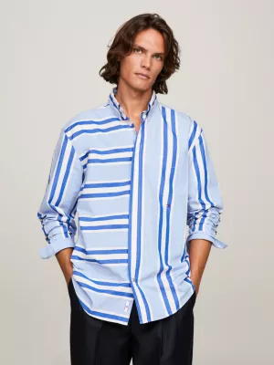 Camisa de corte regular com listras mistas