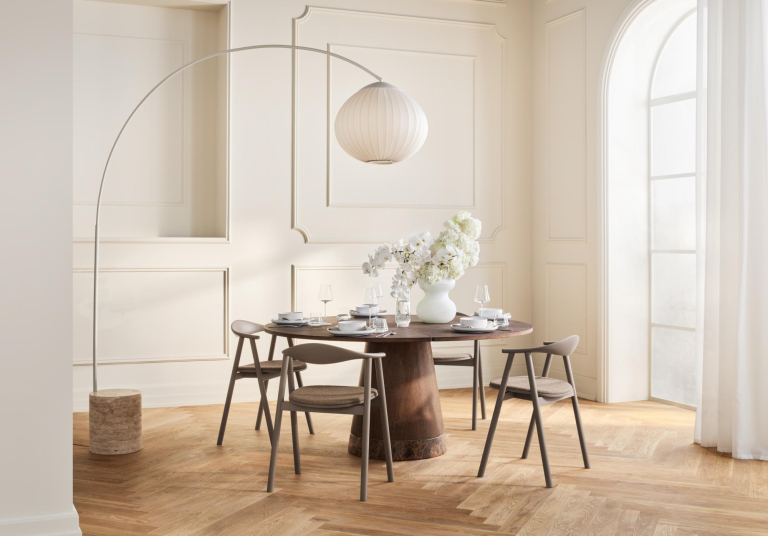 Bolia Piro eettafel Ø160 wit gepigmenteerd geolied eiken