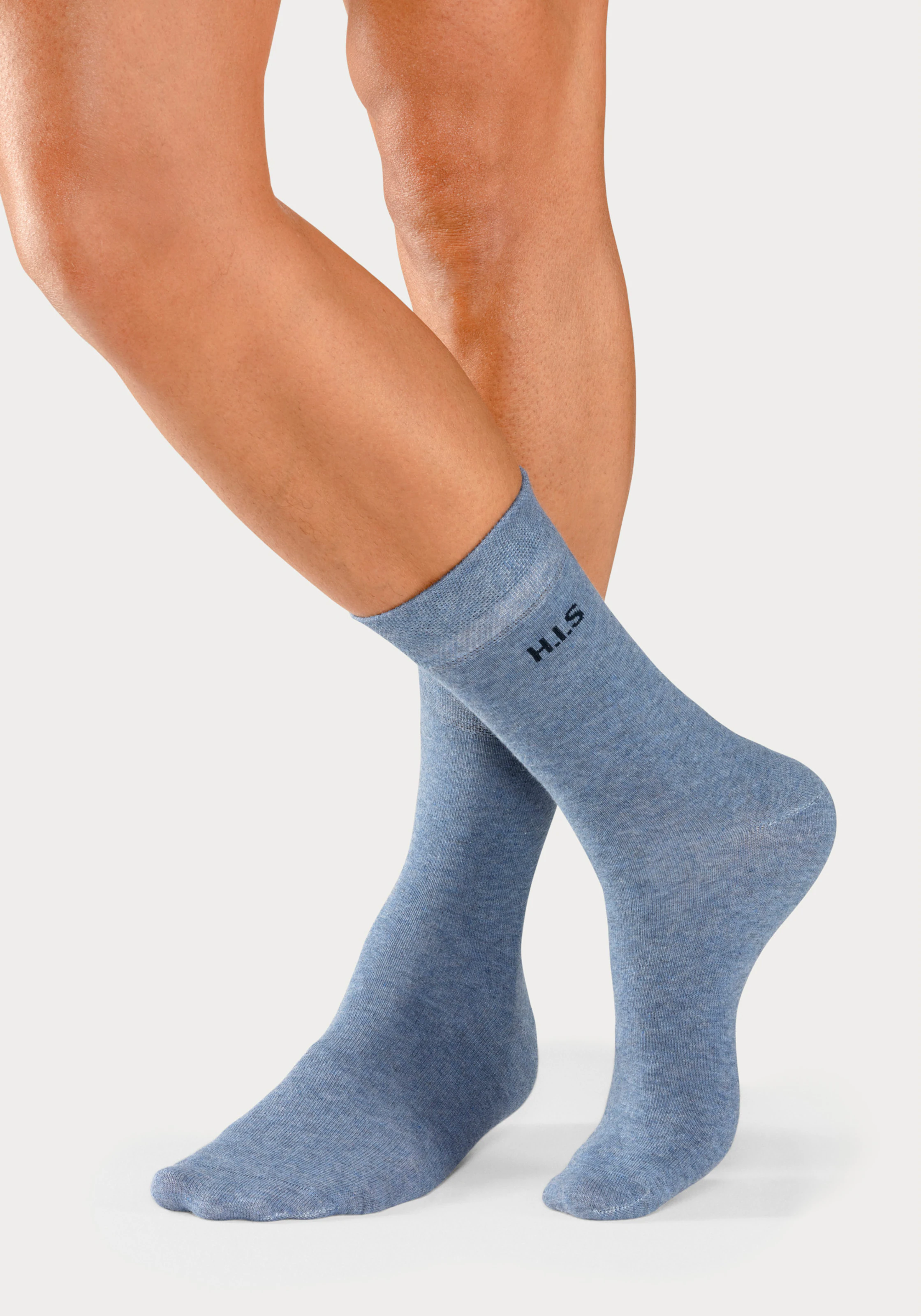 H.I.S Socken in 1x marine, 1x jeansblau-meliert, 1x jeans-meliert, 1x hellblau-meliert