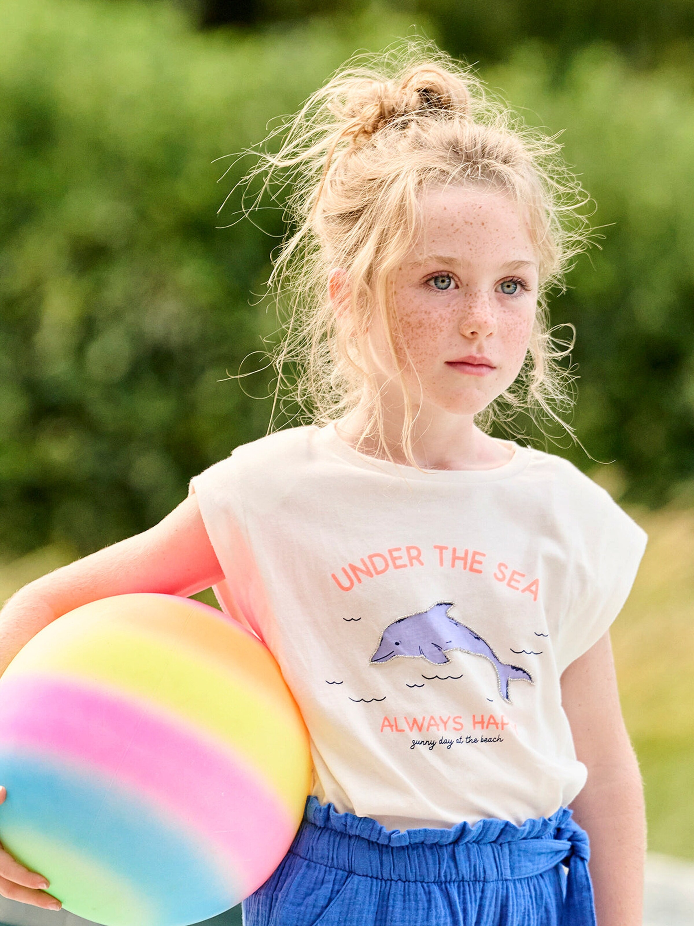 Vertbaudet Mädchen T-Shirt, Paradiesvogel weiß
