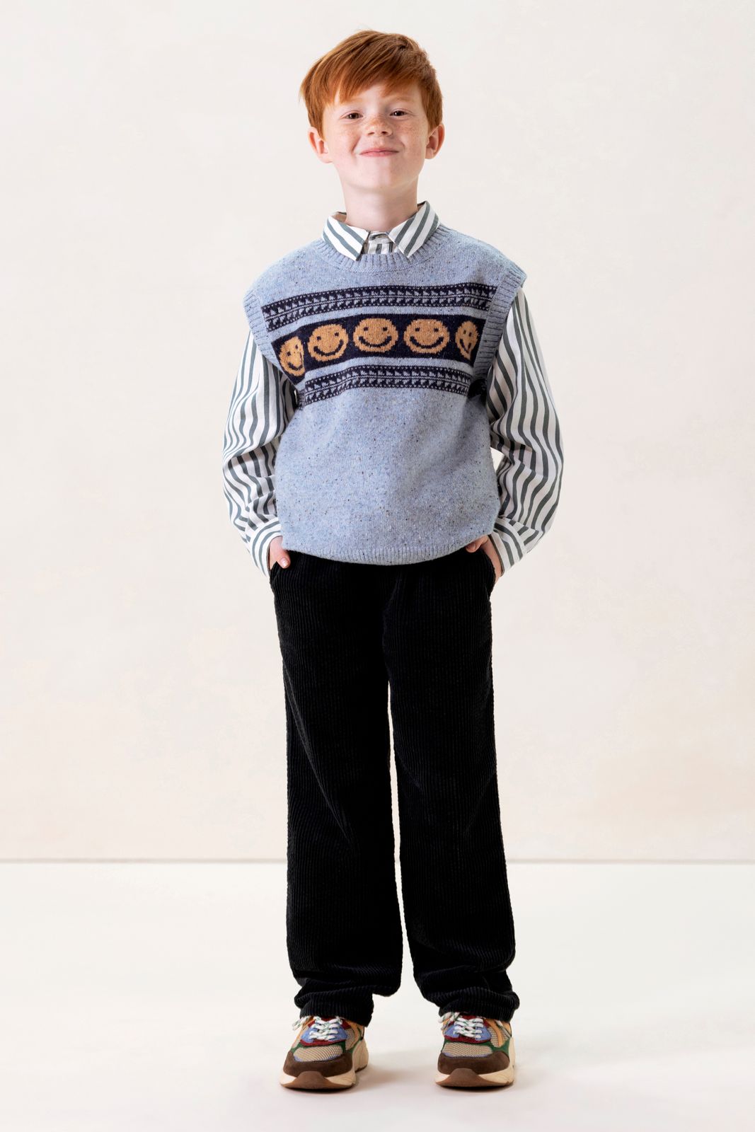 Donkergrijze corduroy pull on broek
