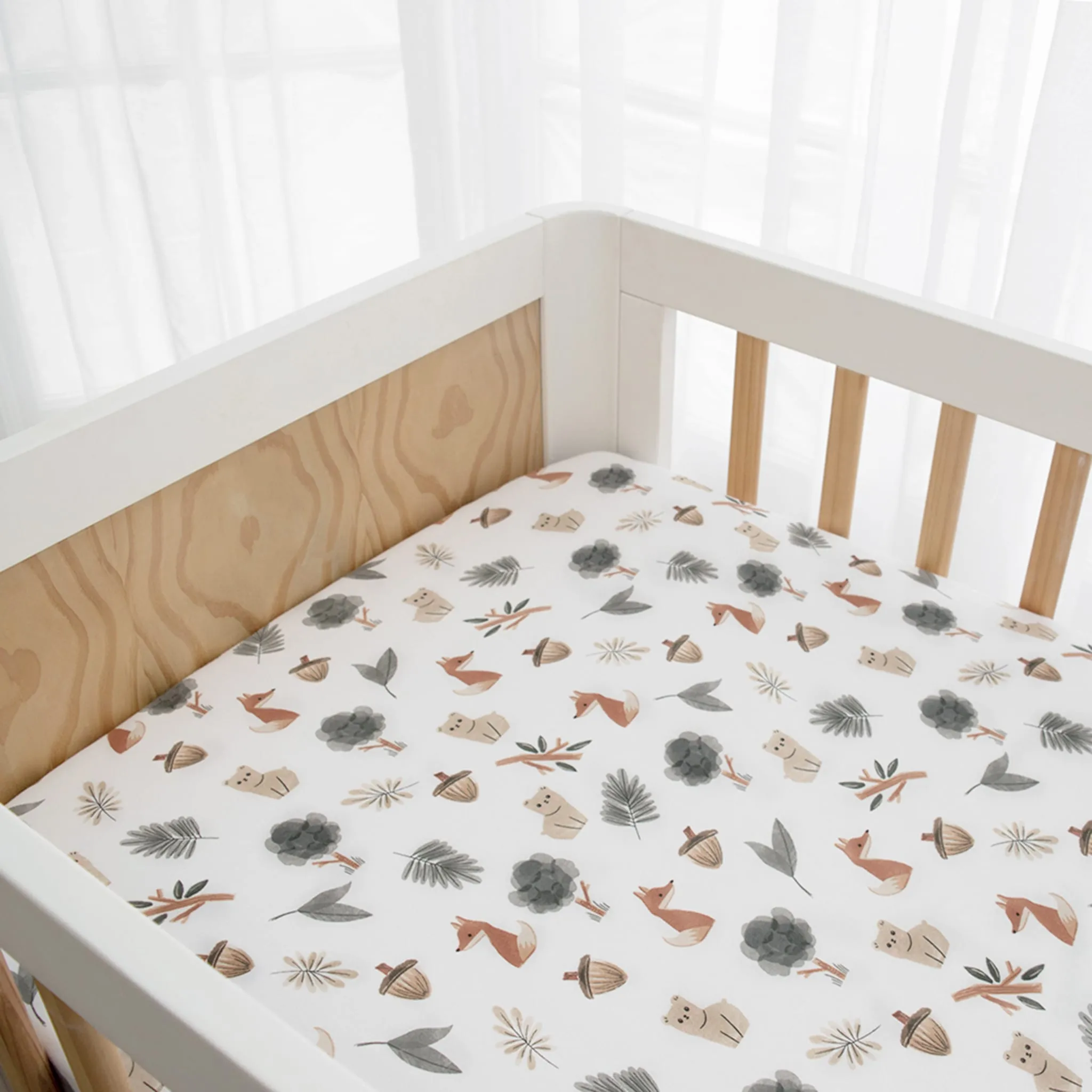 Living Textiles Drap Contour pour Lit de Bébé - Forêt