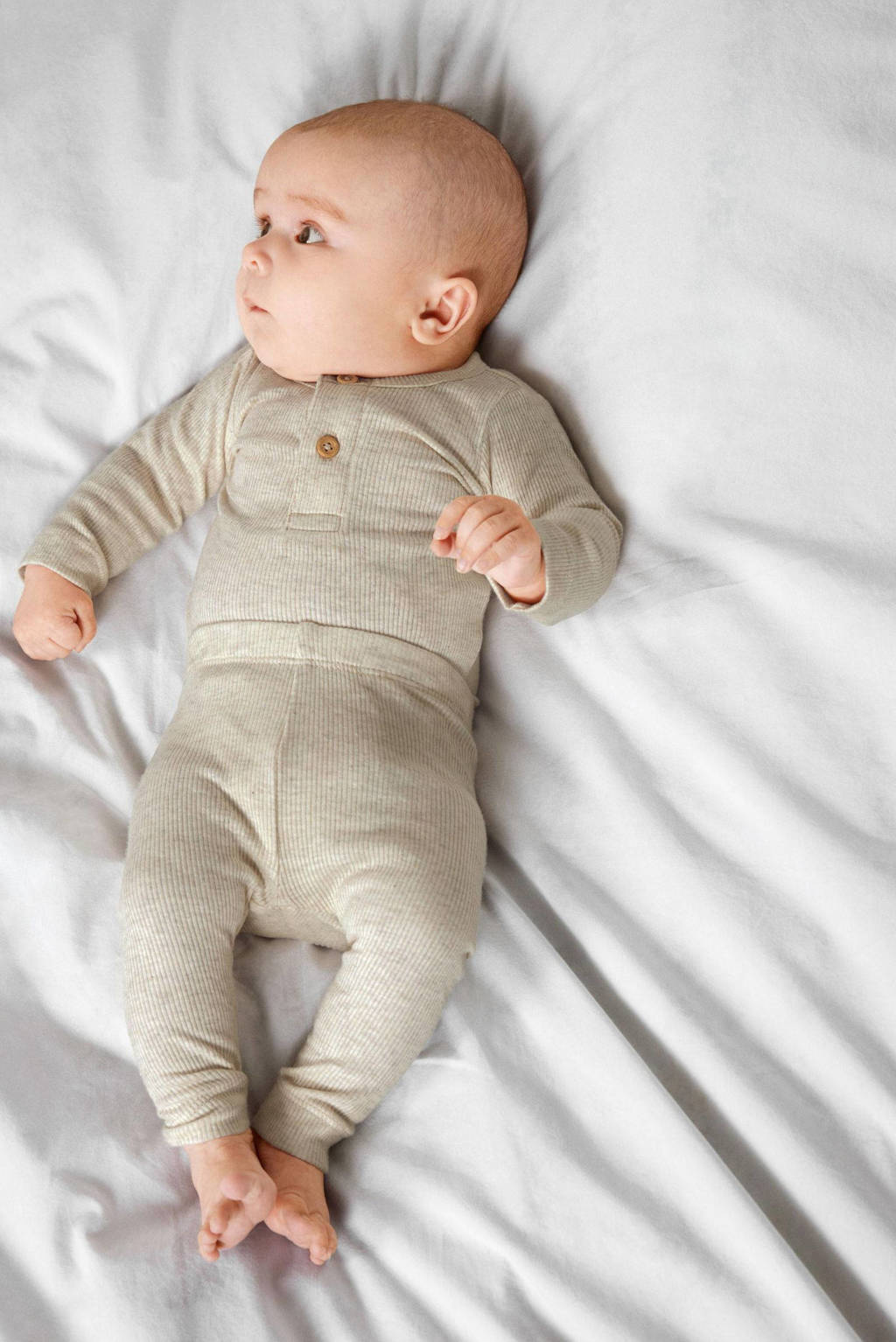 NAME IT baby gemêleerde skinny broek NBNKAB ecru melange