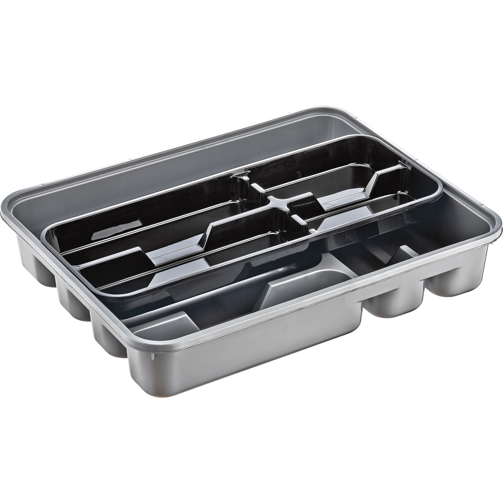 Besteckkasten m Einsatz 39x31x7cm grau