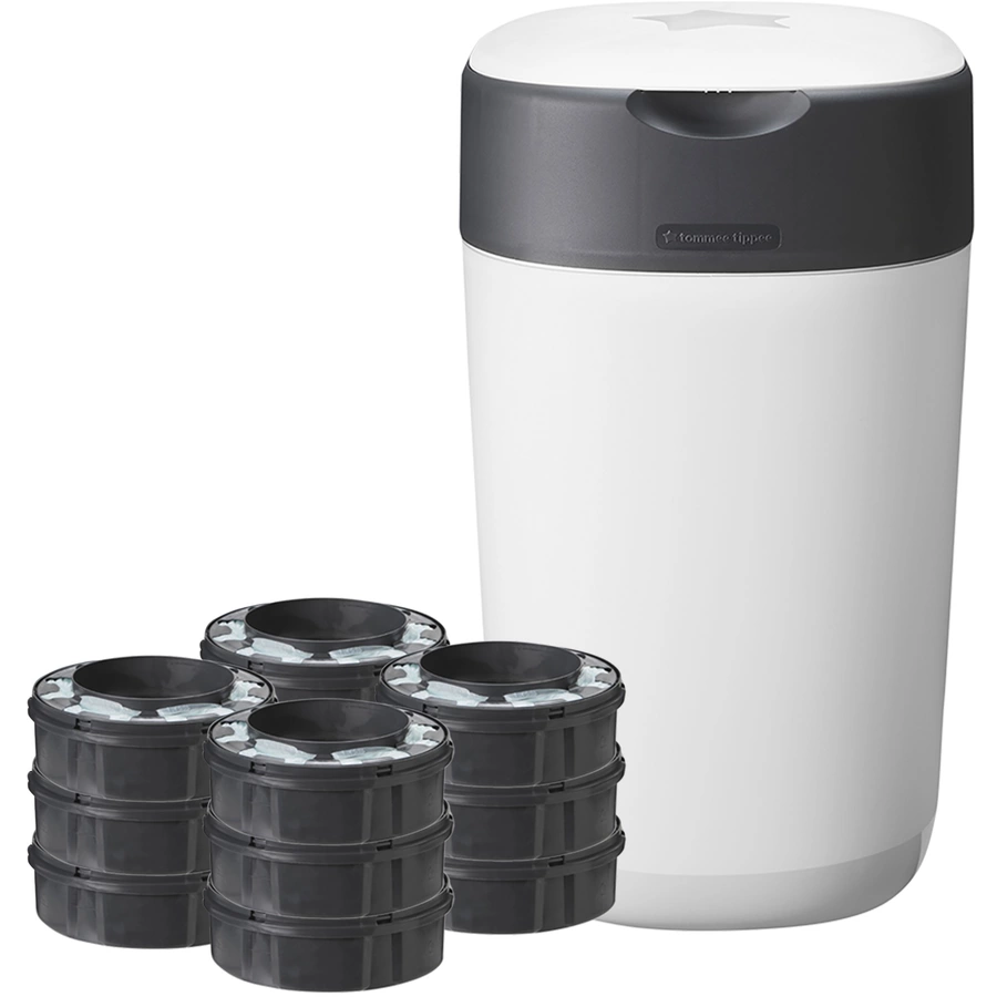 Tommee Tippee Windeleimer Twist & Click Sangenic, inklusive 12x Nachfüllkassetten, weiß