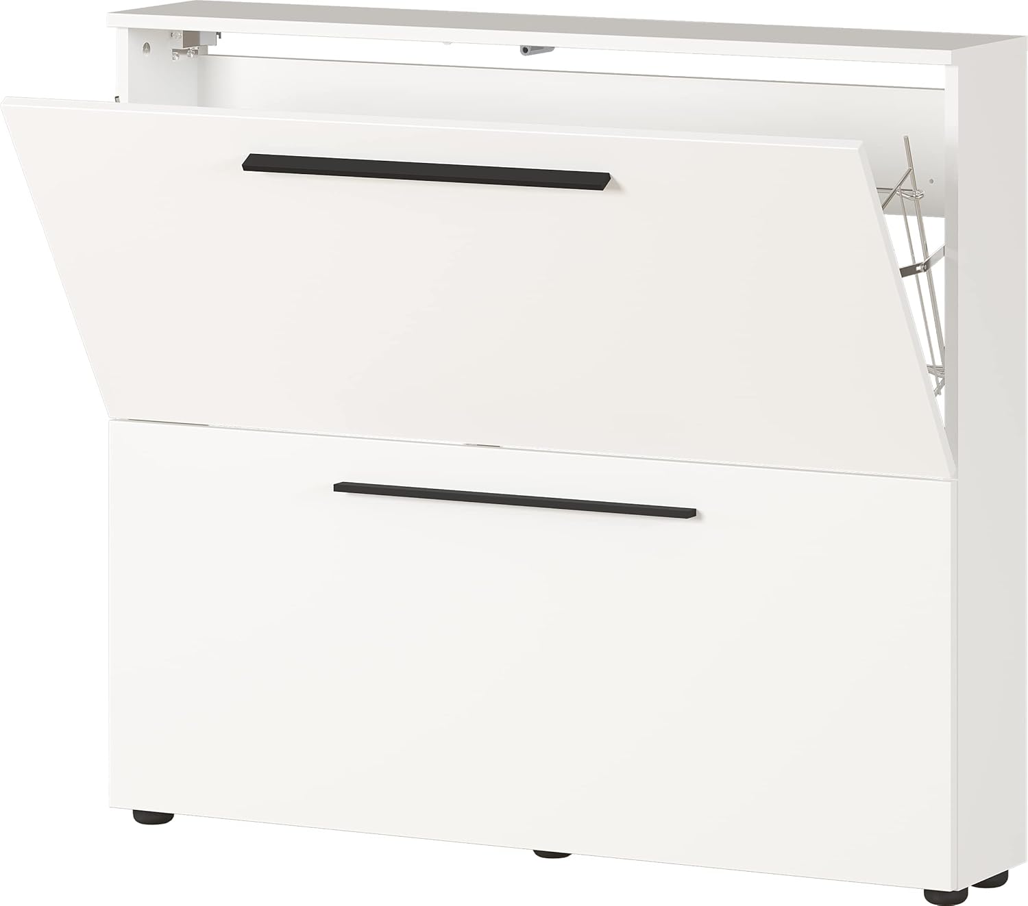 Germania Schuhschrank 2575-84 GW-Utah, in Weiß, mit Platz für 8 Paar Schuhe, geringe Tiefe, ideal für schmale Flure, 100 x 85 x 19 cm (BxHxT)