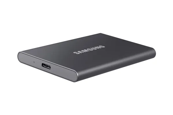 Samsung T7 MU-PC2T0T - SSD - krypteret - 2 TB - ekstern (bærbar) - USB 3.2 Gen 2 (USB-C stikforbindelse) - 256-bit AES - titan grå