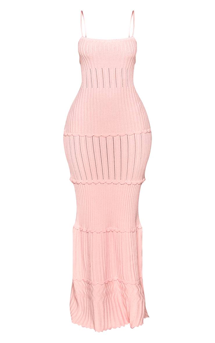 Rose Bébé Robe Maxi Tricotée À Bordures Festonnées Petite