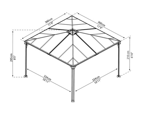 Gazebo Palram – Canopia Palermo 3600 360 x 360 cm antraciet