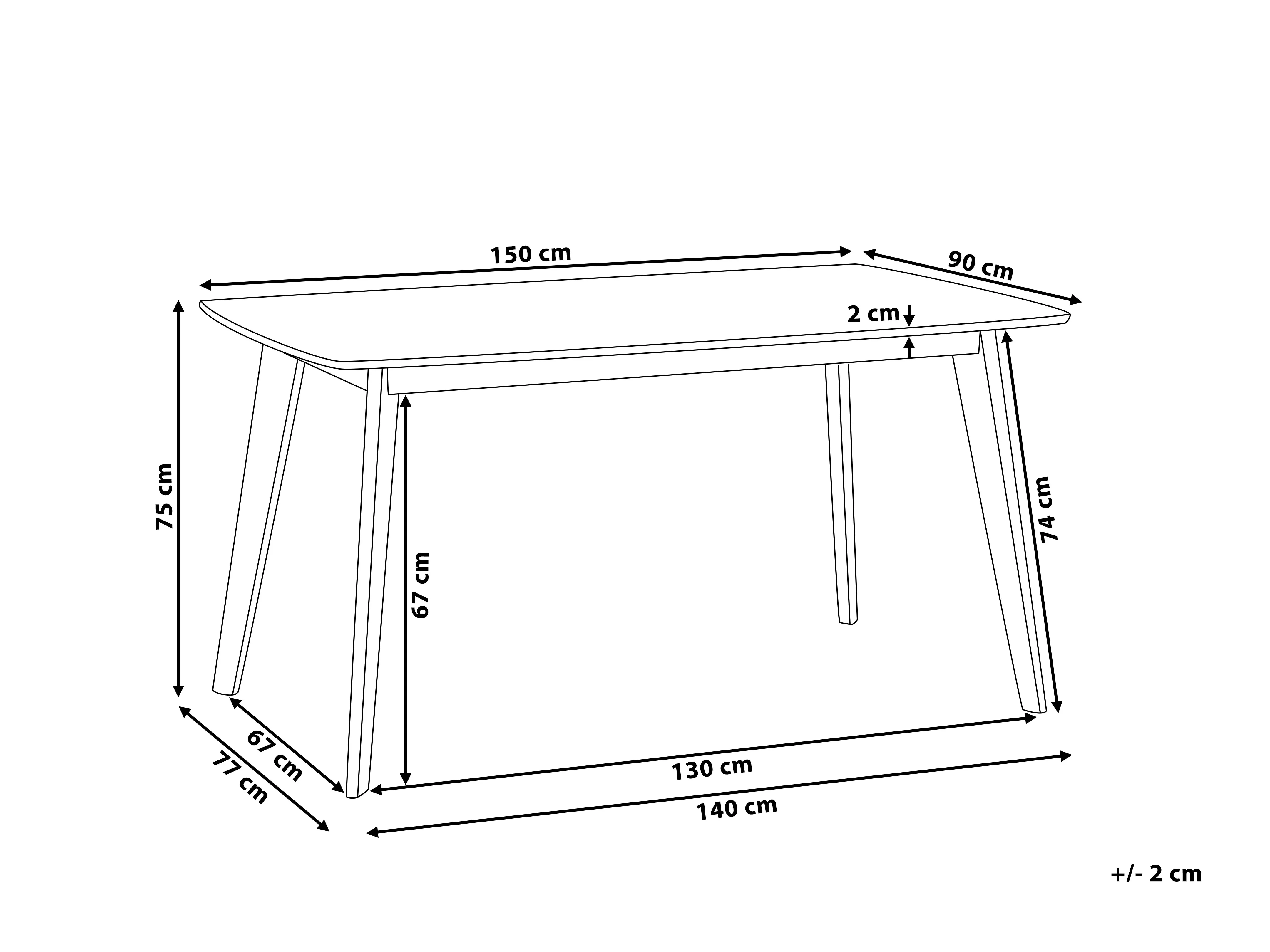 Eettafel SANTOS Wit 90 cm 150 cm