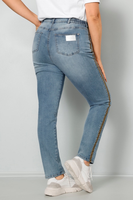 Jeans, Slim Fit, Leo-Seitenstreifen, 5-Pocket