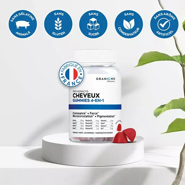 Granions Pro Keracys 4 em 1 Antiqueda, Fortalecimento, Crescimento e Brilho - Frutas Vermelhas - 60 gomas
