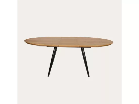 Table à manger extensible effet bois chêne marron 160x76