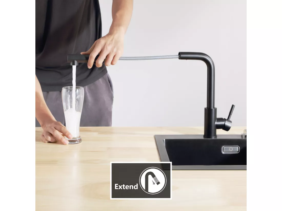 CECIPA MAX Mitigeur de Cuisine Noir avec Douchette Extractible, Monocommande, Rotation à 360°, 2 Modes de pulvérisat Robinet d'évier Cuisine