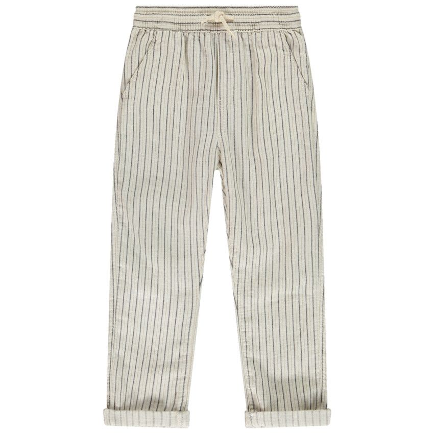 Pantalon rayé à taille élastiquée pour garçon - Moutarde