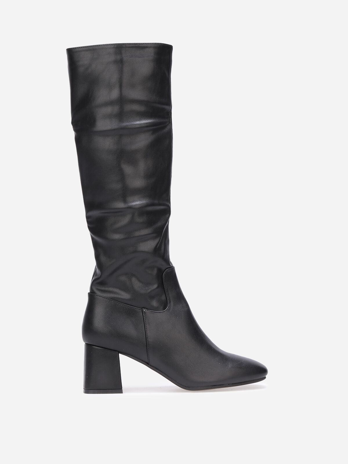 Bottes plissées à bout carré- Noir