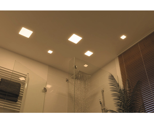 LED inbouwpaneel IP44 4,5W 360 lm 3000K 7,5x7,5 cm Inbouwdiameter 4,5-0,55 cm Veluna VariFit satijn 230V