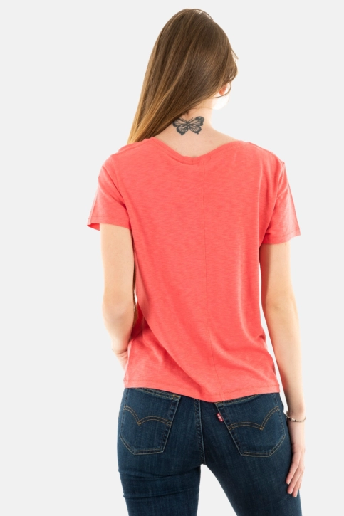Tee shirt superdry studios slub emb vee iju spiced coral