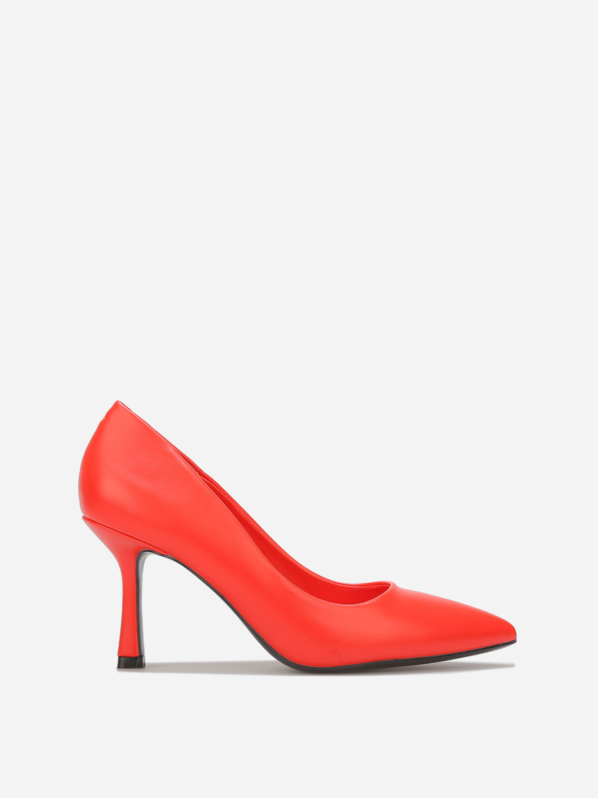 Escarpins en simili à talon bobine fin- Rouge