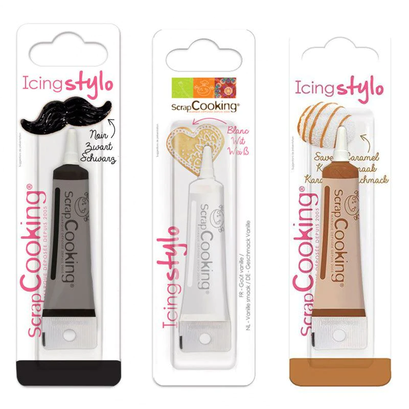 3 stylos alimentaires - noir, blanc, caramel Scrapcooking