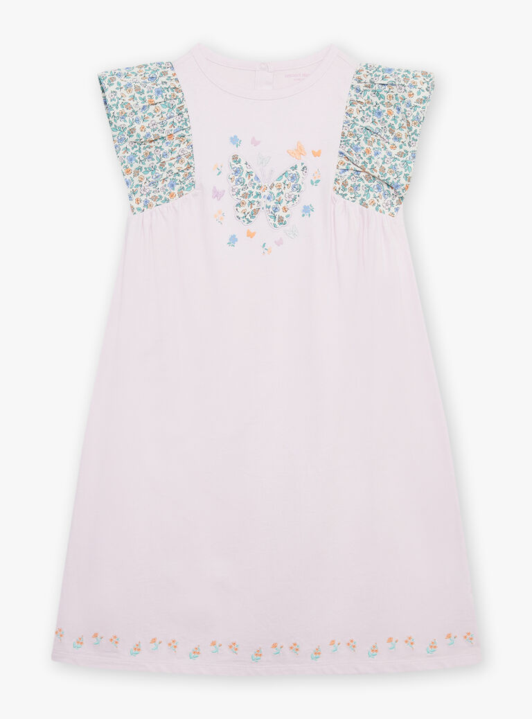 Chemise de nuit rose à imprimé papillons