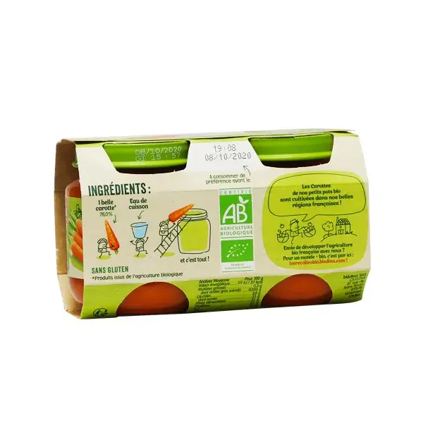 Cenouras em vaso Blédina Organic Harvests +4m 2 x 130g