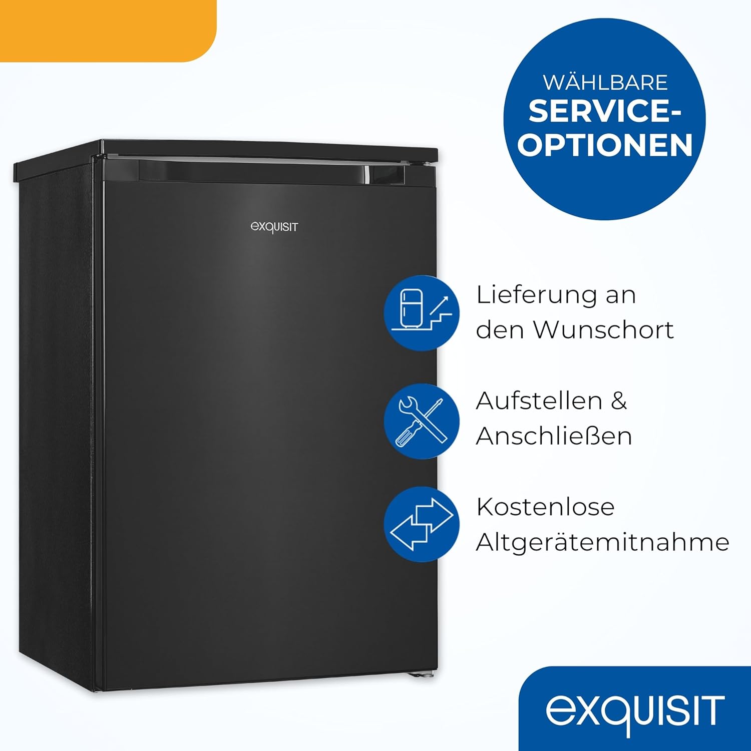 Exquisit Gefrierschrank | 85 l Nutzinhalt, Energieklasse C, 39 dB(A) | kompakte Bauform, 4-Sterne-Gefrieren, manuelle Temperaturregelung, wechselbarer Türanschlag | GS581-051C inoxlook-az