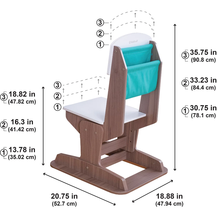 KidKraft® Verstellbarer Schreibtisch mit Stuhl Grow Together™“, aschgrau
