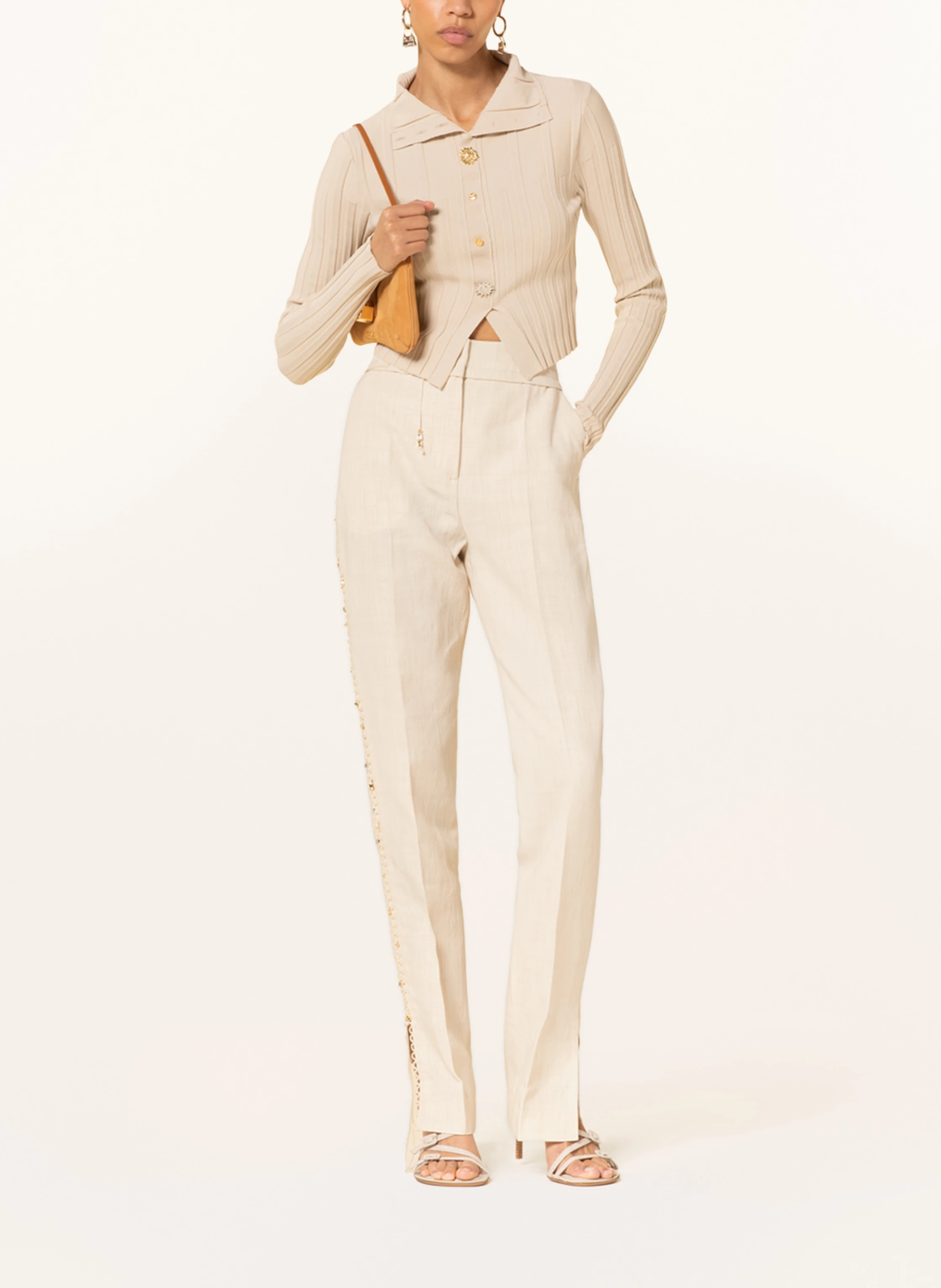 JACQUEMUS Hose LE PANTALON TIBAU BRODE mit Leinen