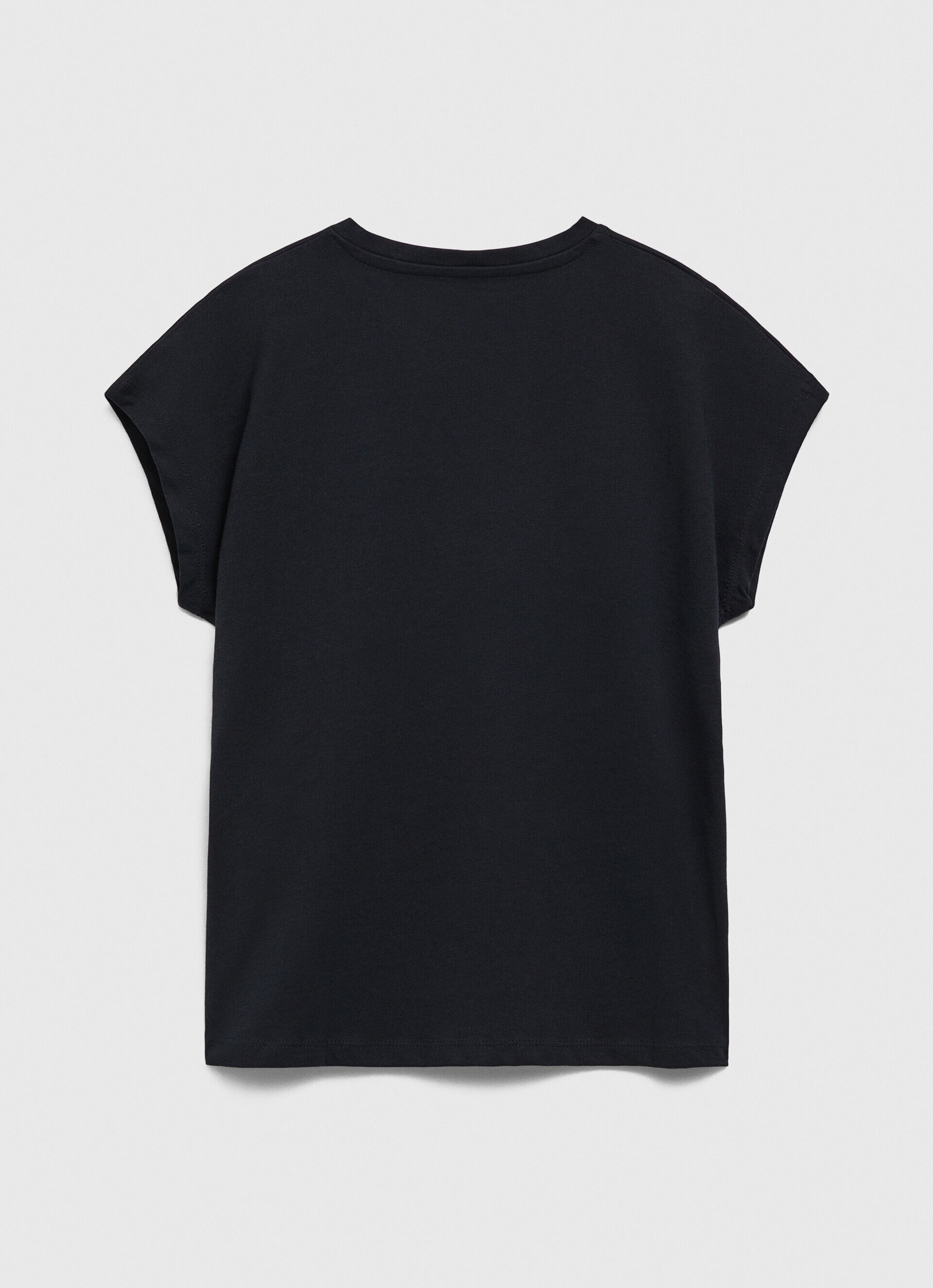 Camiseta de algodão com logo de strass - preta