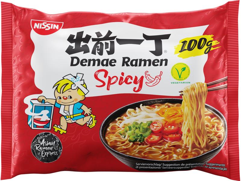 Nissin Food Demae Ramen Nudelsuppe Spicy 100 g Scharfe Nudelsuppe