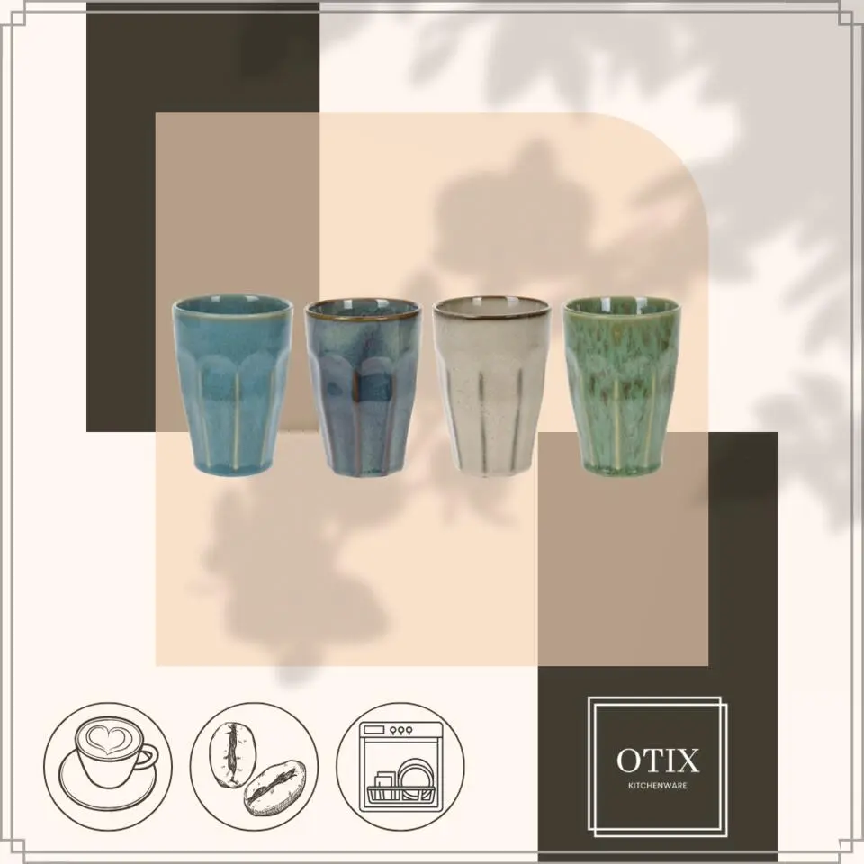 OTIX Cappuccino Mokken 330 ml Koffietassen Latte Macchiato Glazen Set van 4