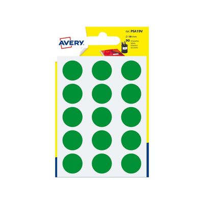 Avery - 90 Pastilles adhésives - vert - diamètre 19 mm