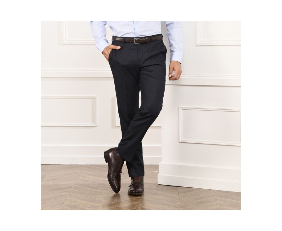 Pantalon habillé homme Marine Chiné - LÉONARD