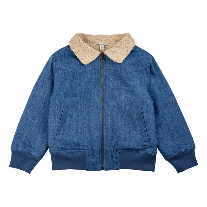 Emile et Ida Blouson Réversible Façon Fourrure Denim | Bleu jean
