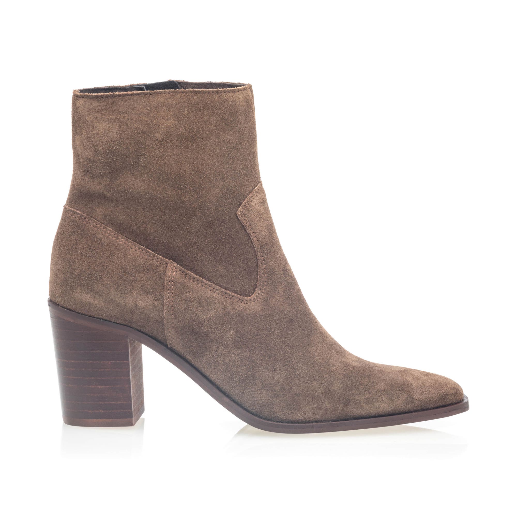 Bottines à talon Femme en cuir taupe
