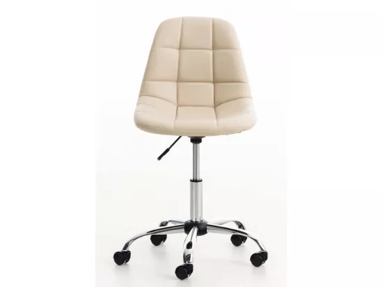 Chaise de bureau - Similicuir & Métal chromé - Crème - Emil