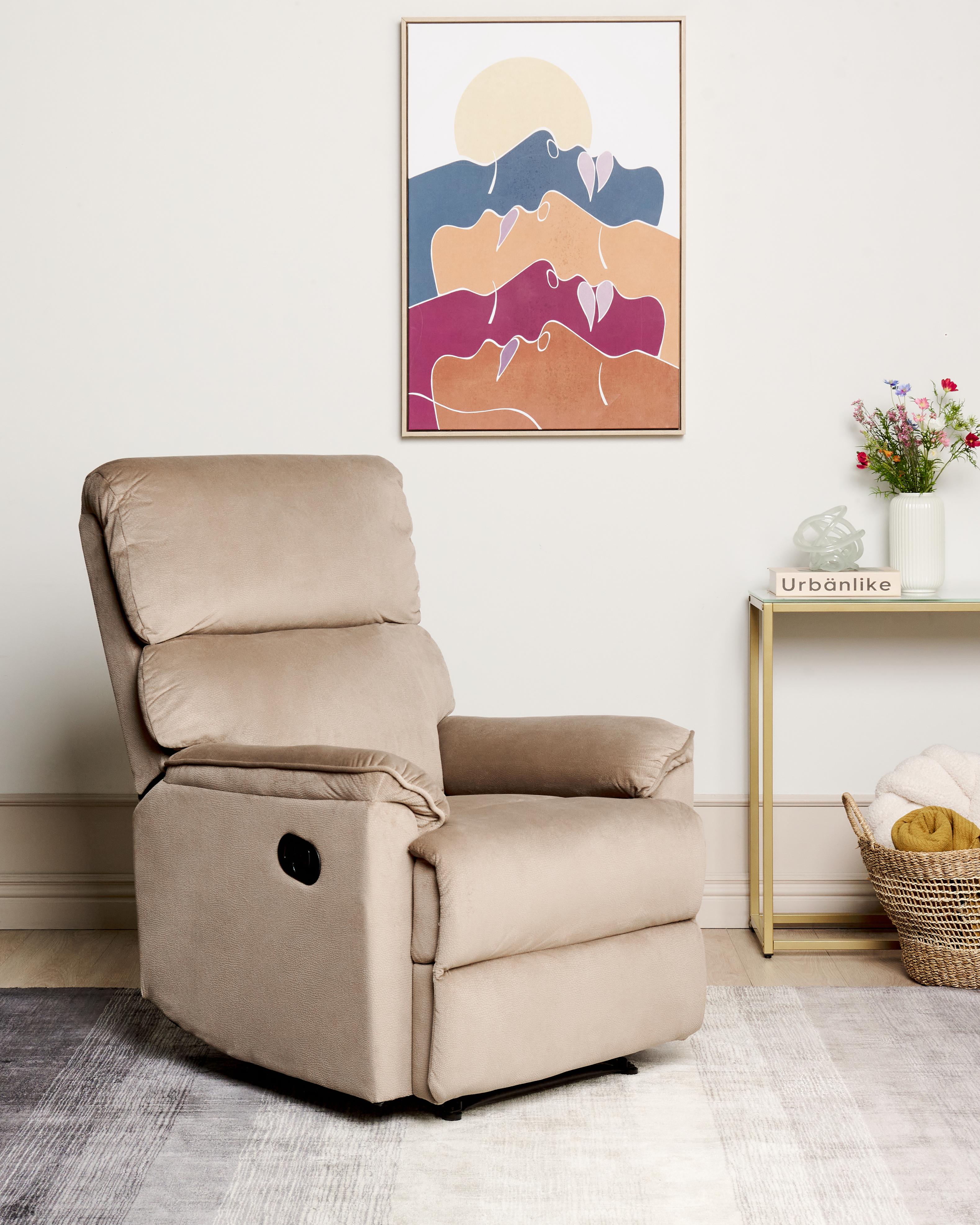 Relaxfauteuil EVERTON inclusief voetensteun Stof Lichtbruin