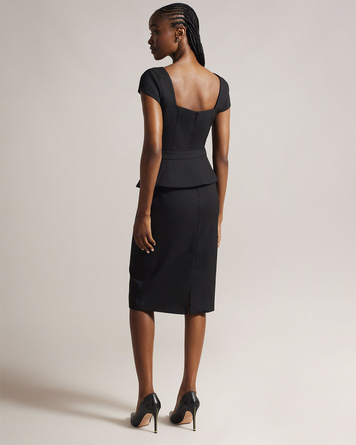 Ted Baker FLEUURR Square Neck Midi Dress With Black