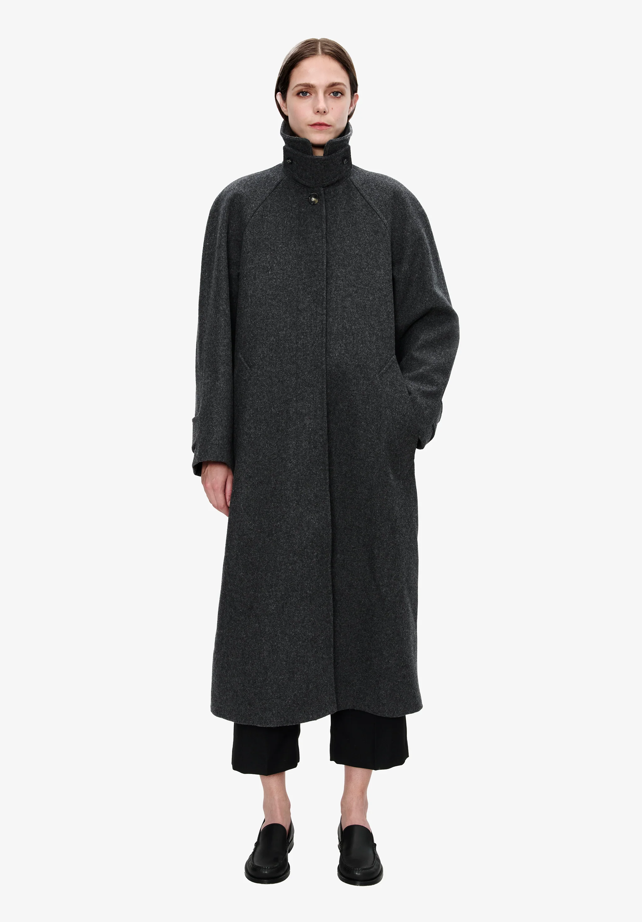 manteau droit oversize manches raglan - Anthracite chine