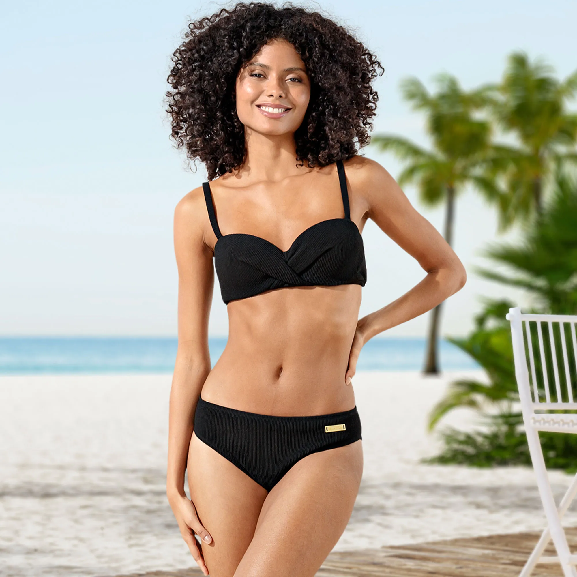 Damen-Bikinihose mit Ripp-Struktur